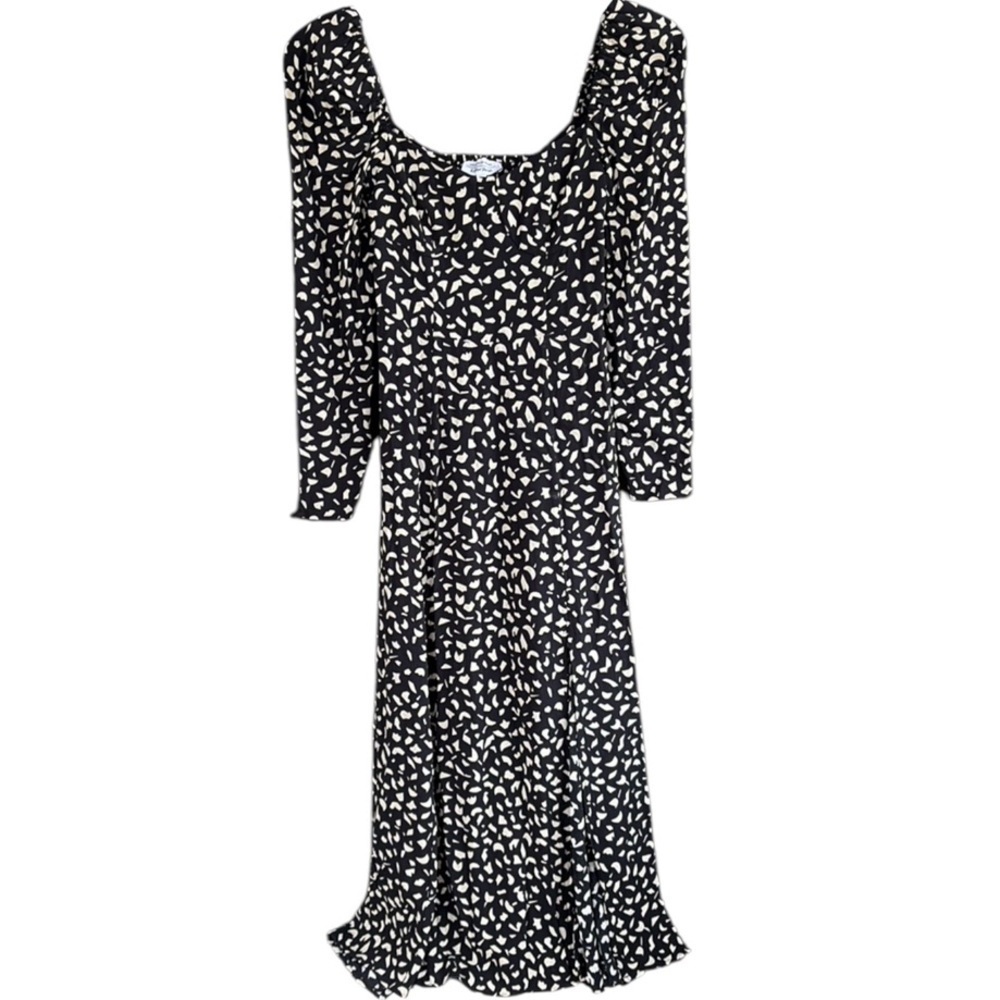 EUC & Other Stories Bustier Bodice Puff Shoulder Dress Black Cream Size 2